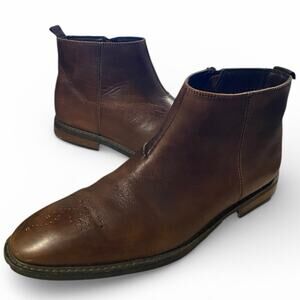 La Milano Men’s Dress Shoes 10.5 Brown Leather Side Zip Career Business Oxfords